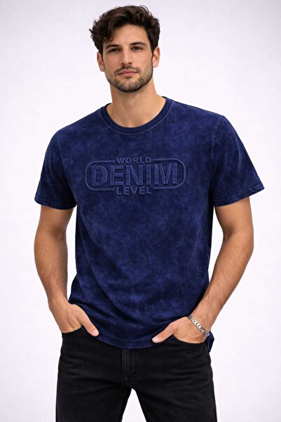 ANATOLIATEKSTILE Tricou Bărbați Premium World Denim Level – Tricou Casual Mod...