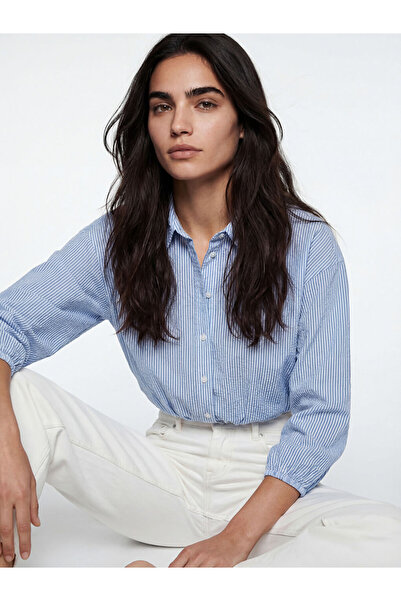 LC Waikiki Rmz Gi̇yi̇m Farkiyla Striped Gathered Women's Shirt