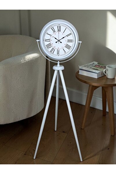 Leyaton Roman Numeral White Tripod Stand Clock Rvryt-Rs345