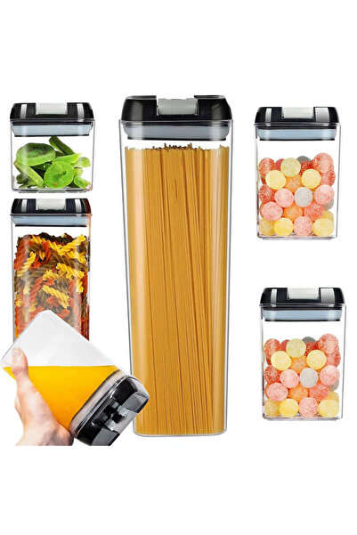 zola Set of 5 food storage containers, airtight closure, 0.5/ 2 x 0.8 / 1.2 /...