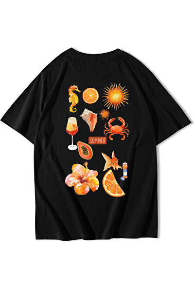 BRZ COLLECTION Tricou unisex oversize Summer Vibes negru