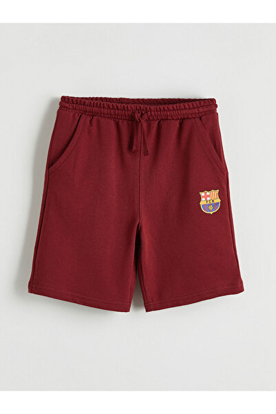 LC Waikiki شورت للأولاد مطبوع باللون الأحمر الداكن من نادي برشلونة