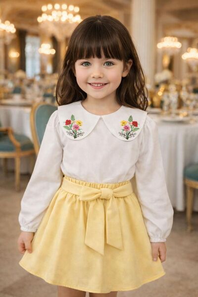 COLORDS Girl's Embroidery Detailed Shirt-Skirt Set