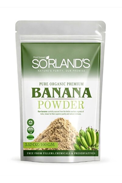 SORLAND مسحوق الموز الخام - 100 جرام، نقي وطبيعي، غني بالألياف الغذائية والنش...