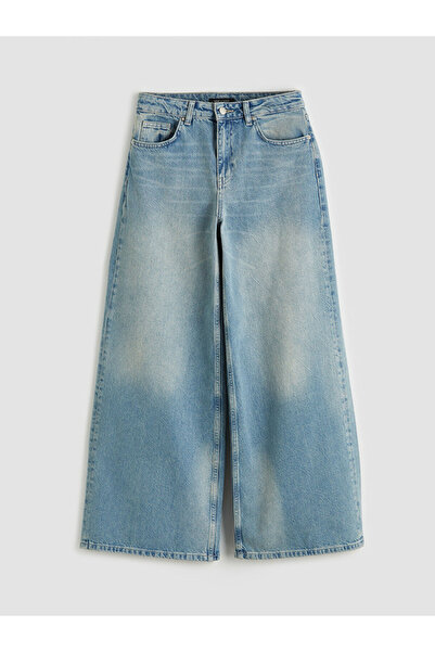 LC Waikiki بنطلون جينز نسائي واسع الساق من إنديجو من GÜLİS GİYİM