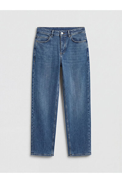 LC Waikiki Γυναικείο τζιν παντελόνι Indigo με ψηλή μέση και εφαρμοστή γραμμή