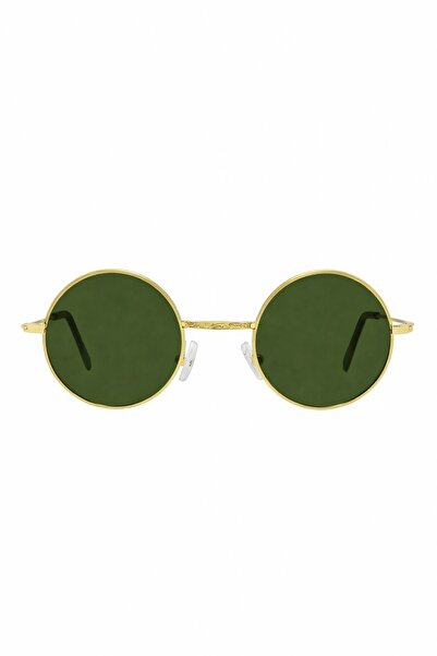 SANCHES Extreme Vintage Round Polarized Gold Sunglasses Green Glass