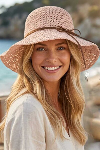 Uniquetrenders Γυναικείο καλοκαιρινό ψάθινο καπέλο με πλεκτό σχέδιο και φαρδύ...