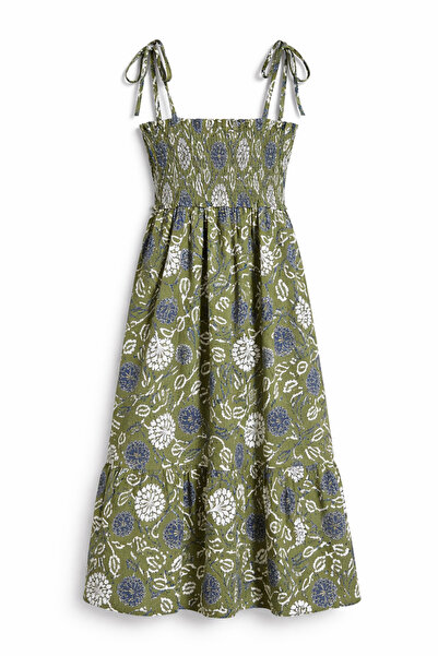 Mixray 4335 Γυναικείο φόρεμα με έθνικ σχέδια και λεπτομέρεια από γκιπέ, με τι...