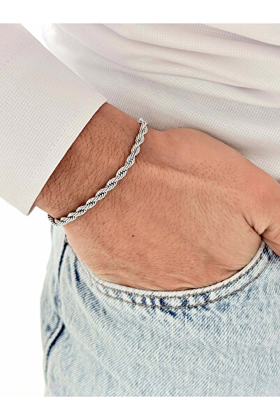 FERRO سوار رجالي من الفولاذ الفضي FRJ10166A-A مع عبوة هدايا بضمان لمدة عامين