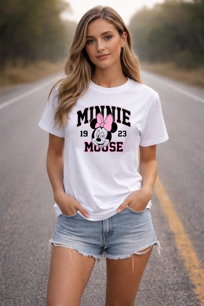 DEEPSENCE Women's White Oversize T-Shirt 100% Cotton Mınımaus Design