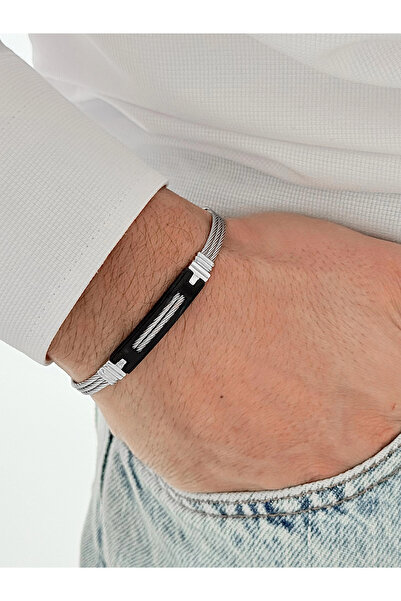 FERRO Black and Silver Steel Men's Bracelet Frj10183A-J 2 Year Warranty Gift ...