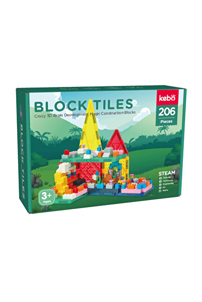 Kebo Set Blocuri Magnetice 206 Piese pentru Copii | Jucărie Educativă 3D STEM...