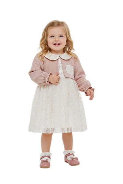The-kid.co Graceful Lace & Bolero Set - Powder