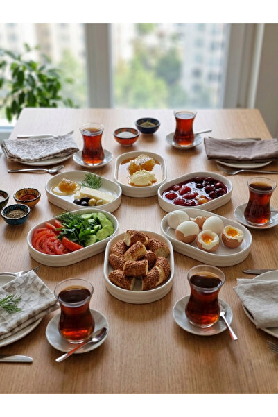 Le Paon طقم من 6 قطع من أطباق تقديم وتقديم الإفطار البيضاوية المصنوعة من البو...