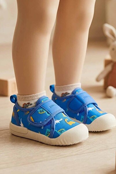 Vicco Pantofi de pânză cu model de dinozauri albaștri pentru băieți - Pantofi...