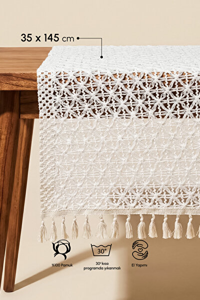 Perotti Богемний килимок Liana зі 100% бавовни з фактурою - екрю 35x145 см