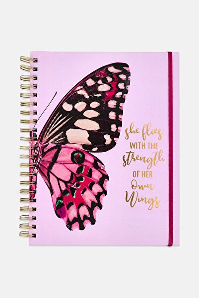 Votum Butterfly Hardcover Spiral Notebook Journal, Pink