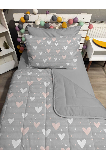 yok yok evim eve dair her şey Quilted Hearts 4-Piece Set (100% Cotton 100X200...
