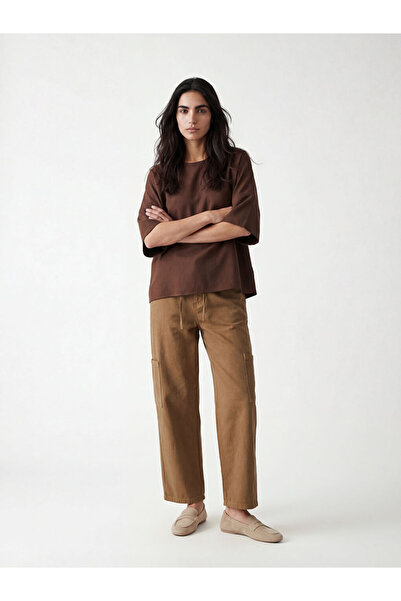 LC Waikiki Yellow Elastic Waist Women's Cargo Jean Trousers