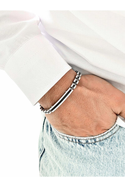 FERRO Black and Silver Steel Men's Bracelet Frj10160A-J 2 Year Warranty Gift ...