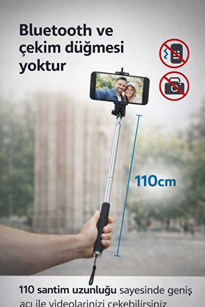 ASG عصا سيلفي بطول 110 سم وحامل هاتف، مثالية لتصوير الفيديو، رأس قابل للدوران...