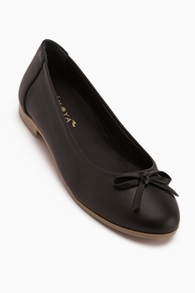 Limoya Holly Genuine Leather Black Bow Women's Ballerinas