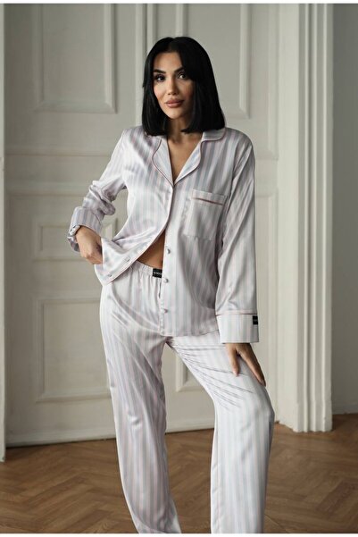 delis Women's two-piece pajama set, with buttons – 2401656, Light gray