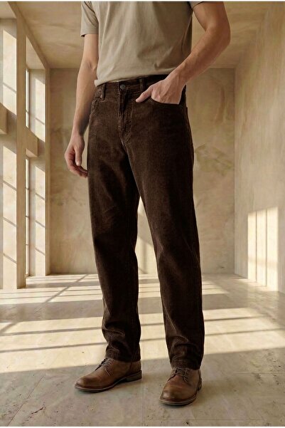 LTC Jeans Ανδρικό παντελόνι με φαρδιά εφαρμογή, άνετη γραμμή, καφέ βελούδινο