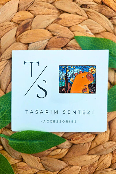 Tasarım Sentezi Rozet Metal Broş Kapibara Tablo Van Gogh Enamel Hayvan Yaka Ç...
