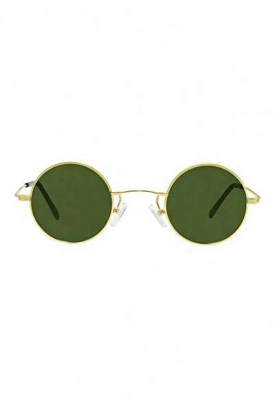 SANCHES Vintage Round Polarized Gold Sunglasses Green Glass Vintage 42
