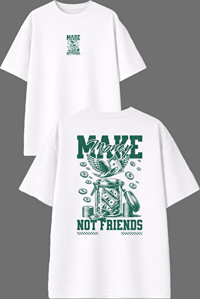 VSRN Μπλουζάκι Not Friends Design με στάμπα μπροστά και πίσω, λευκό, oversized