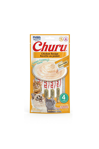 Inaba وجبات تشورو للقطط بنكهة الدجاج - 4 أنابيب (56 جرام)