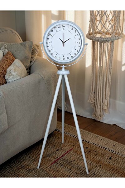 Leyaton ساعة بيضاء بمؤشر 24 ساعة مع حامل ثلاثي القوائم RVRYT-RS345