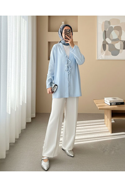 HİJABAYA Λινό κιμονό με τρεις κορδόνια μπροστά