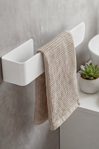 Zift Unique Yapışkanlı Havluluk, Beyaz Paslanmaz Çelik Havlu Askısı-Havlu Kan...