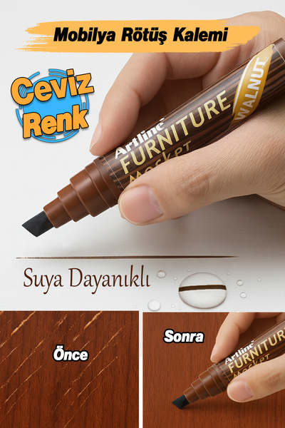 MasterCar Ceviz Renk Çizik Giderici Çatlak Kapatıcı Mobilya Rötuş Kalemi Ahşa...