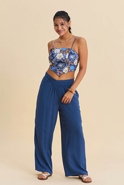 Los banditos Pantaloni de damă din viscoză, cu centură încrucișată în talie, ...