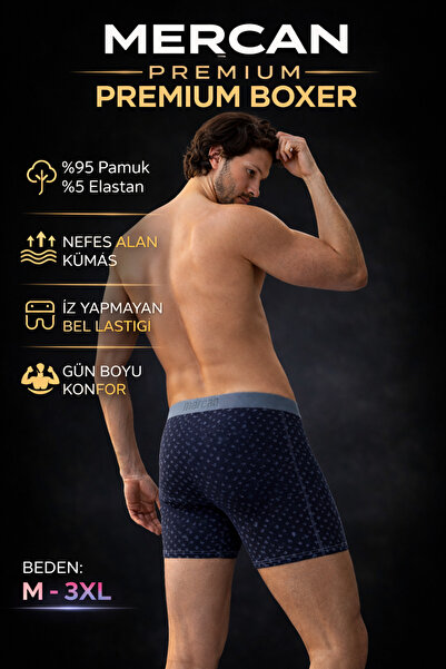 Mercan Flower-Patterned Cotton Boxer Shorts - Non-Marking Waist Elastic