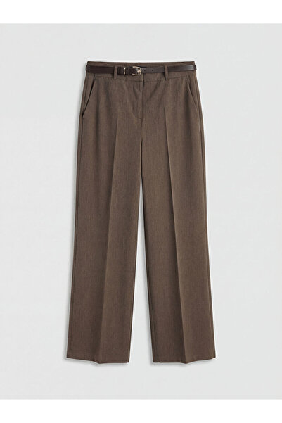 LC Waikiki Brown Belted Standard Fit Women's Trousers