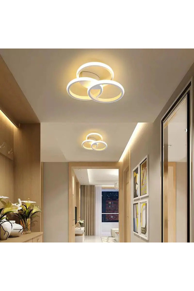 luminastar Lustră LED 30W, 3 Cercuri Albe, Lumină Rece/Caldă/Neutră, Diametru...