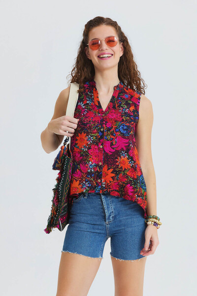 Los banditos Καλοκαιρινή μπλούζα με γιακά πουκάμισο ασύμμετρη κοπή