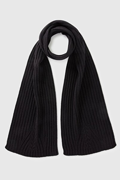 United Colors of Benetton Eșarfă neagră pentru femei/fete, din amestec de lân...