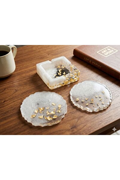 TREVO Epoxy Ashtray and 2-Cup Coaster Set