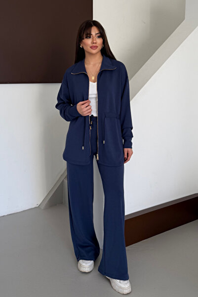 Mogi Butik Oversized Zippered Drawstring Waist Modal Women's Set 3184 - Speci...