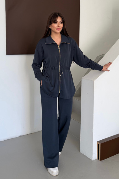 Mogi Butik Oversized Zippered Drawstring Waist Modal Women's Set 3184 - Speci...