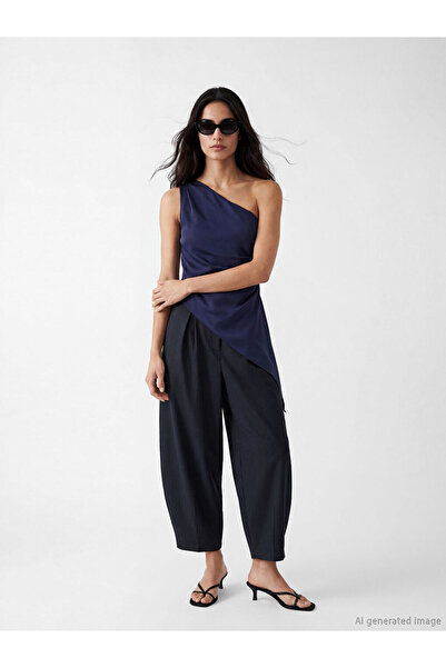 LC Waikiki Γυναικείο ριγέ παντελόνι σε μπλε ναυτικό χρώμα