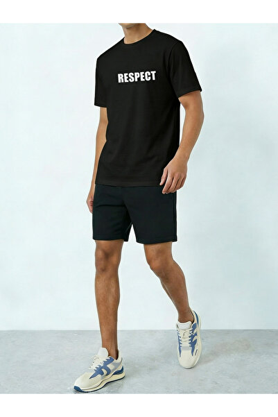Take Two By Styli Men Slogan Print Round Neck T-Shirt and Shorts Set