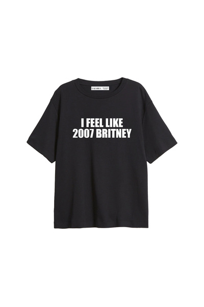 Bak Moda Tricou negru pentru femei, cu croială lejeră, I Feel Like 2007 Britn...
