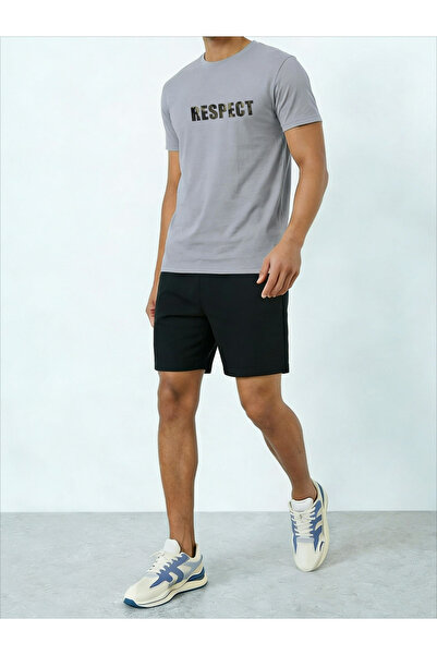 Take Two By Styli Men Slogan Print Round Neck T-Shirt and Shorts Set
